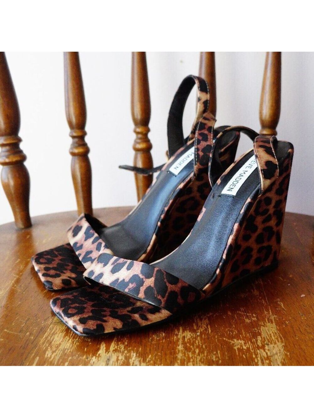 Steve Madden Leopard Print Wedge Sandals Size 6.5M